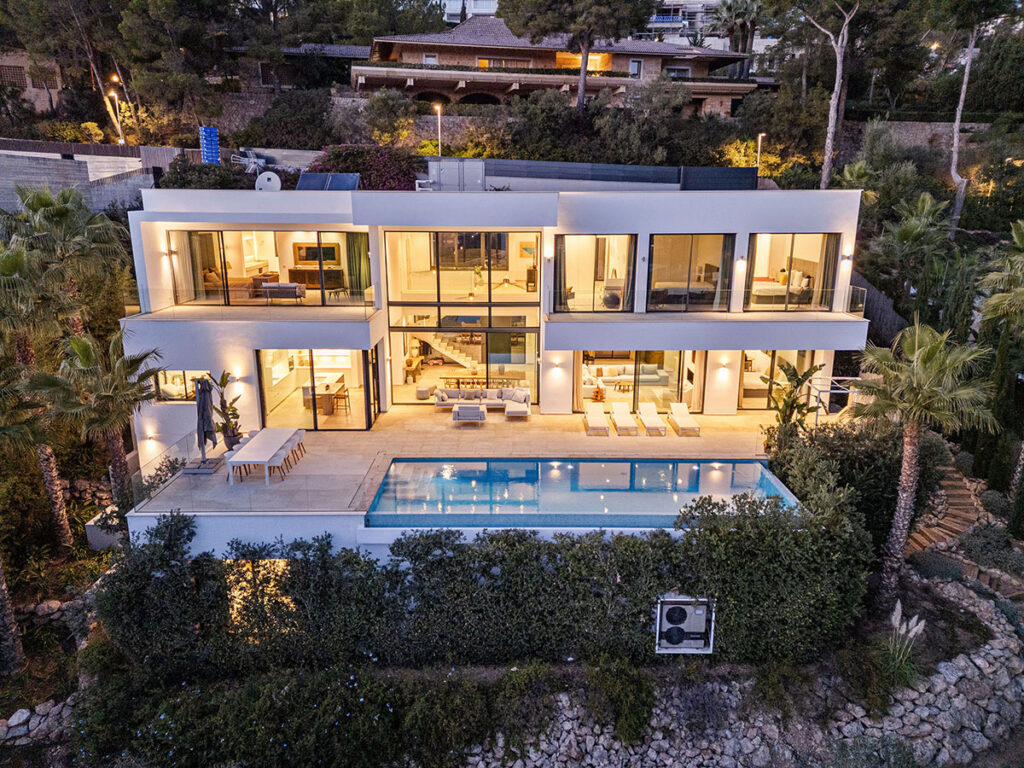 Villa Boscana for Sale in Son Vida Mallorca by BGL Group Aerial night shot